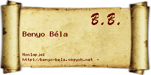 Benyo Béla névjegykártya