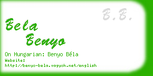 bela benyo business card